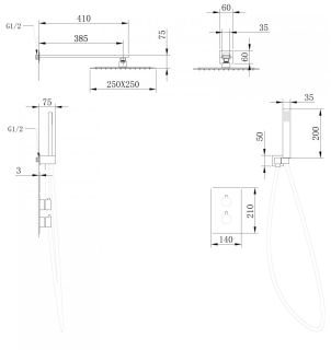 Душевая система ABBER Weiss Insel с термостатом хром AF8051